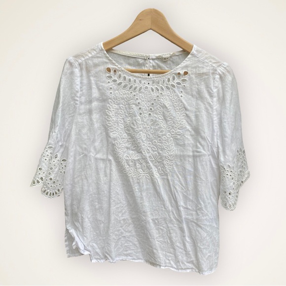 White Stuff Embroidered Linen Top size Medium - Picture 1 of 4